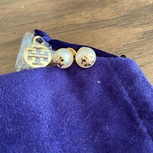 Tory Burch Crystal-Pearl Stud Earring